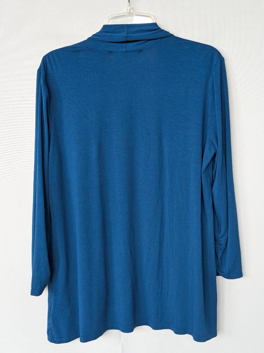 Peacock Blue Open Front Drape Cardigan - Picture 2 of 5
